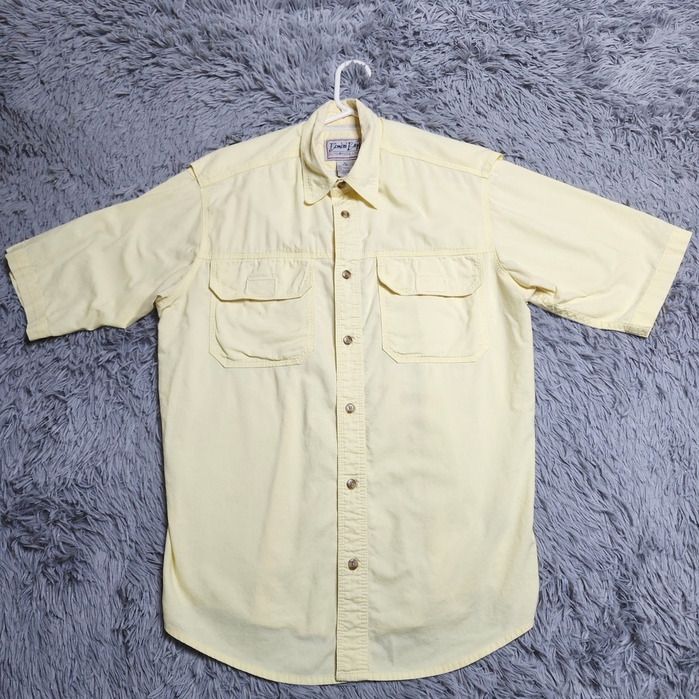 Bimini Bay Outfitters Shirt Mens Large Yellow Cotton Vented‎ Fishing Outdoors